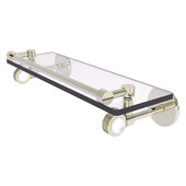  Clearview Collection 16'' Gallery Rail Glass Shelf with Dotted Accents in Polished Nickel, 16'' W x 5-5/8'' D x 3-3/4'' H