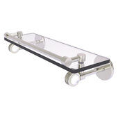  Clearview Collection 16'' Gallery Rail Glass Shelf with Dotted Accents in Satin Nickel, 16'' W x 5-5/8'' D x 3-3/4'' H