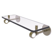  Clearview Collection 16'' Glass Shelf with Grooved Accents in Antique Brass, 16'' W x 5-5/8'' D x 3-5/16'' H