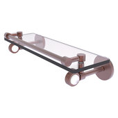  Clearview Collection 16'' Gallery Rail Glass Shelf with Grooved Accents in Antique Copper, 16'' W x 5-5/8'' D x 3-3/4'' H