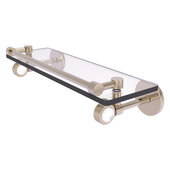  Clearview Collection 16'' Gallery Rail Glass Shelf with Grooved Accents in Antique Pewter, 16'' W x 5-5/8'' D x 3-3/4'' H