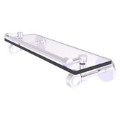  Clearview Collection 16'' Gallery Rail Glass Shelf with Grooved Accents in Satin Chrome, 16'' W x 5-5/8'' D x 3-3/4'' H