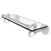  Clearview Collection 16'' Gallery Rail Glass Shelf with Grooved Accents in Satin Nickel, 16'' W x 5-5/8'' D x 3-3/4'' H