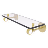  Clearview Collection 16'' Glass Shelf with Grooved Accents in Satin Brass, 16'' W x 5-5/8'' D x 3-5/16'' H