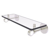  Clearview Collection 16'' Glass Shelf with Grooved Accents in Satin Nickel, 16'' W x 5-5/8'' D x 3-5/16'' H