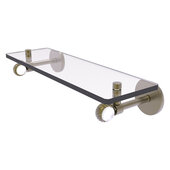  Clearview Collection 16'' Glass Shelf with Twisted Accents in Antique Brass, 16'' W x 5-5/8'' D x 3-5/16'' H