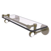  Clearview Collection 16'' Gallery Rail Glass Shelf with Twisted Accents in Antique Brass, 16'' W x 5-5/8'' D x 3-3/4'' H