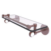  Clearview Collection 16'' Gallery Rail Glass Shelf with Twisted Accents in Antique Copper, 16'' W x 5-5/8'' D x 3-3/4'' H