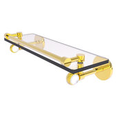  Clearview Collection 16'' Gallery Rail Glass Shelf with Twisted Accents in Polished Brass, 16'' W x 5-5/8'' D x 3-3/4'' H