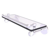  Clearview Collection 16'' Gallery Rail Glass Shelf with Twisted Accents in Satin Chrome, 16'' W x 5-5/8'' D x 3-3/4'' H