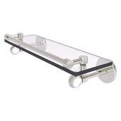  Clearview Collection 16'' Gallery Rail Glass Shelf with Twisted Accents in Satin Nickel, 16'' W x 5-5/8'' D x 3-3/4'' H