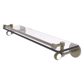  Clearview Collection 22'' Gallery Rail Glass Shelf with Twisted Accents in Antique Brass, 22'' W x 5-5/8'' D x 3-3/4'' H
