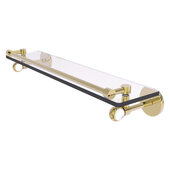  Clearview Collection 22'' Gallery Rail Glass Shelf with Twisted Accents in Unlacquered Brass, 22'' W x 5-5/8'' D x 3-3/4'' H