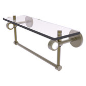  Clearview Collection 16'' Glass Shelf with Towel Bar in Antique Brass, 16'' W x 5-5/8'' D x 6-3/16'' H