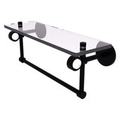  Clearview Collection 16'' Glass Shelf with Towel Bar in Matte Black, 16'' W x 5-5/8'' D x 6-3/16'' H