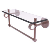  Clearview Collection 16'' Glass Shelf with Towel Bar in Antique Copper, 16'' W x 5-5/8'' D x 6-3/16'' H