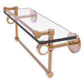  Clearview Collection 16'' Glass Shelf with Gallery Rail and Towel Bar in Brushed Bronze, 16'' W x 5-13/16'' D x 6-11/16'' H