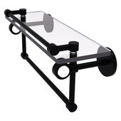  Clearview Collection 16'' Glass Shelf with Gallery Rail and Towel Bar in Matte Black, 16'' W x 5-13/16'' D x 6-11/16'' H