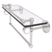  Clearview Collection 16'' Glass Shelf with Gallery Rail and Towel Bar in Satin Nickel, 16'' W x 5-13/16'' D x 6-11/16'' H