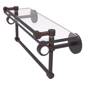  Clearview Collection 16'' Glass Shelf with Gallery Rail and Towel Bar in Venetian Bronze, 16'' W x 5-13/16'' D x 6-11/16'' H