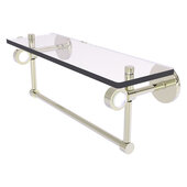  Clearview Collection 16'' Glass Shelf with Towel Bar in Polished Nickel, 16'' W x 5-5/8'' D x 6-3/16'' H