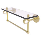  Clearview Collection 16'' Glass Shelf with Towel Bar in Satin Brass, 16'' W x 5-5/8'' D x 6-3/16'' H