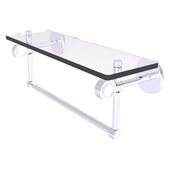  Clearview Collection 16'' Glass Shelf with Towel Bar in Satin Chrome, 16'' W x 5-5/8'' D x 6-3/16'' H