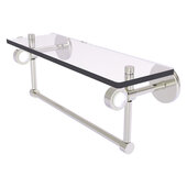  Clearview Collection 16'' Glass Shelf with Towel Bar in Satin Nickel, 16'' W x 5-5/8'' D x 6-3/16'' H