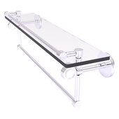  Clearview Collection 22'' Glass Shelf with Gallery Rail and Towel Bar in Satin Chrome, 22'' W x 5-13/16'' D x 6-11/16'' H