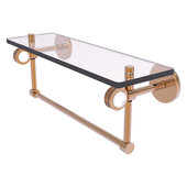  Clearview Collection 16'' Glass Shelf with Towel Bar and Dotted Accents in Brushed Bronze, 16'' W x 5-5/8'' D x 6-3/16'' H
