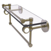  Clearview Collection 16'' Glass Gallery Shelf with Towel Bar and Dotted Accents in Antique Brass, 16'' W x 5-13/16'' D x 6-11/16'' H