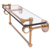  Clearview Collection 16'' Glass Gallery Shelf with Towel Bar and Dotted Accents in Brushed Bronze, 16'' W x 5-13/16'' D x 6-11/16'' H