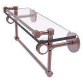  Clearview Collection 16'' Glass Gallery Shelf with Towel Bar and Dotted Accents in Antique Copper, 16'' W x 5-13/16'' D x 6-11/16'' H