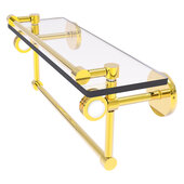  Clearview Collection 16'' Glass Gallery Shelf with Towel Bar and Dotted Accents in Polished Brass, 16'' W x 5-13/16'' D x 6-11/16'' H
