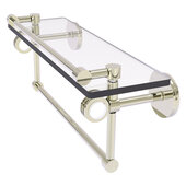  Clearview Collection 16'' Glass Gallery Shelf with Towel Bar and Dotted Accents in Polished Nickel, 16'' W x 5-13/16'' D x 6-11/16'' H