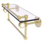  Clearview Collection 16'' Glass Gallery Shelf with Towel Bar and Dotted Accents in Satin Brass, 16'' W x 5-13/16'' D x 6-11/16'' H