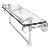  Clearview Collection 16'' Glass Gallery Shelf with Towel Bar and Dotted Accents in Satin Nickel, 16'' W x 5-13/16'' D x 6-11/16'' H