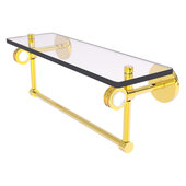  Clearview Collection 16'' Glass Shelf with Towel Bar and Dotted Accents in Polished Brass, 16'' W x 5-5/8'' D x 6-3/16'' H