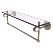  Clearview Collection 22'' Glass Shelf with Towel Bar and Dotted Accents in Antique Brass, 22'' W x 5-5/8'' D x 6-3/16'' H
