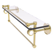  Clearview Collection 22'' Glass Gallery Shelf with Towel Bar and Dotted Accents in Unlacquered Brass, 22'' W x 5-13/16'' D x 6-11/16'' H
