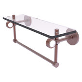  Clearview Collection 16'' Glass Shelf with Towel Bar and Grooved Accents in Antique Copper, 16'' W x 5-5/8'' D x 6-3/16'' H