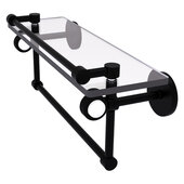  Clearview Collection 16'' Glass Gallery Shelf with Towel Bar and Grooved Accents in Matte Black, 16'' W x 5-13/16'' D x 6-11/16'' H