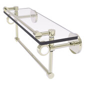 Clearview Collection 16'' Glass Gallery Shelf with Towel Bar and Grooved Accents in Polished Nickel, 16'' W x 5-13/16'' D x 6-11/16'' H