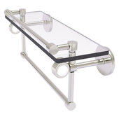 Clearview Collection 16'' Glass Gallery Shelf with Towel Bar and Grooved Accents in Satin Nickel, 16'' W x 5-13/16'' D x 6-11/16'' H