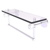  Clearview Collection 16'' Glass Shelf with Towel Bar and Grooved Accents in Polished Chrome, 16'' W x 5-5/8'' D x 6-3/16'' H