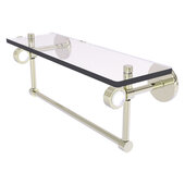  Clearview Collection 16'' Glass Shelf with Towel Bar and Grooved Accents in Polished Nickel, 16'' W x 5-5/8'' D x 6-3/16'' H