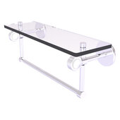  Clearview Collection 16'' Glass Shelf with Towel Bar and Grooved Accents in Satin Chrome, 16'' W x 5-5/8'' D x 6-3/16'' H