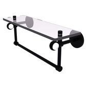  Clearview Collection 16'' Glass Shelf with Towel Bar and Twisted Accents in Matte Black, 16'' W x 5-5/8'' D x 6-3/16'' H