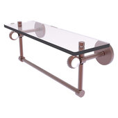  Clearview Collection 16'' Glass Shelf with Towel Bar and Twisted Accents in Antique Copper, 16'' W x 5-5/8'' D x 6-3/16'' H
