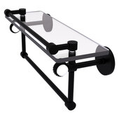  Clearview Collection 16'' Glass Gallery Shelf with Towel Bar and Twisted Accents in Matte Black, 16'' W x 5-13/16'' D x 6-11/16'' H
